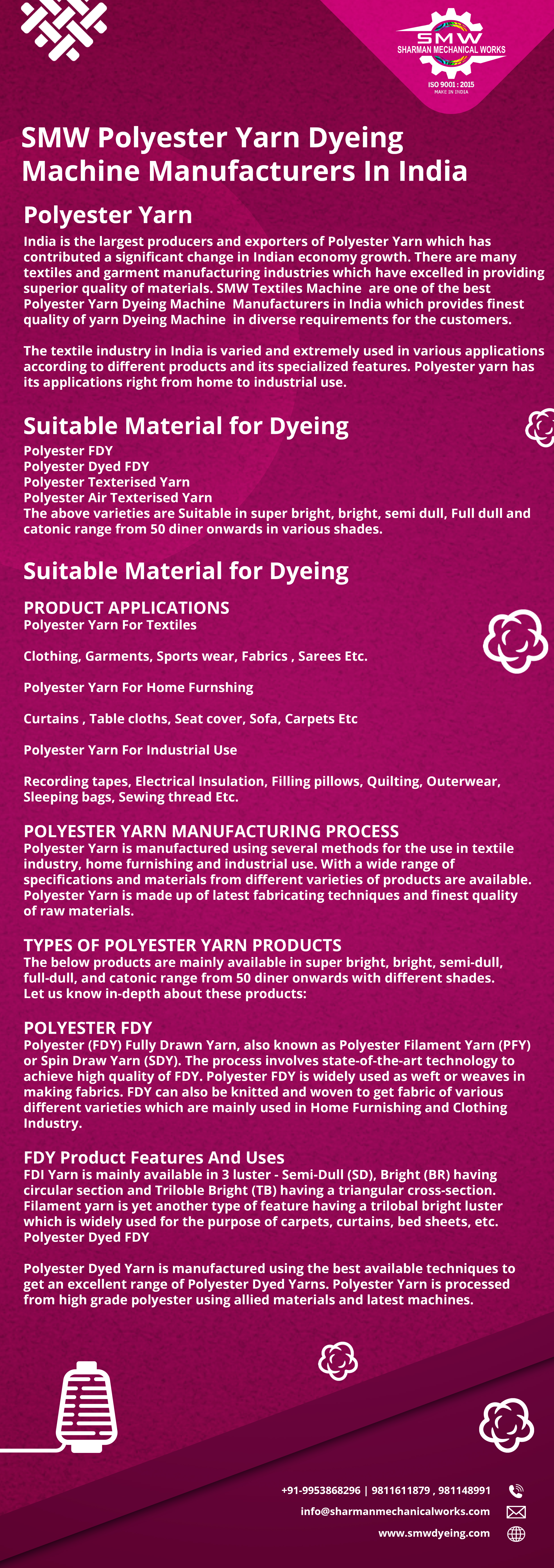 SMW Polyester Yarn Dyeing Machine Manufacturers in India